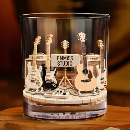 Guitar Studio Collection Personalized Whiskey Glass - Custom Gift for Him