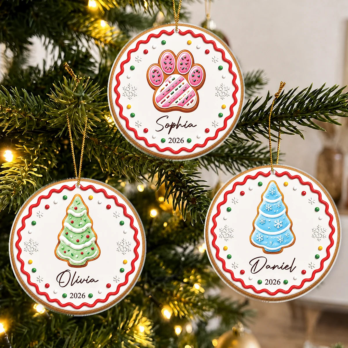 Christmas Cookies Personalized Acrylic Ornament - Custom Name Keepsake for Family Holiday Decor