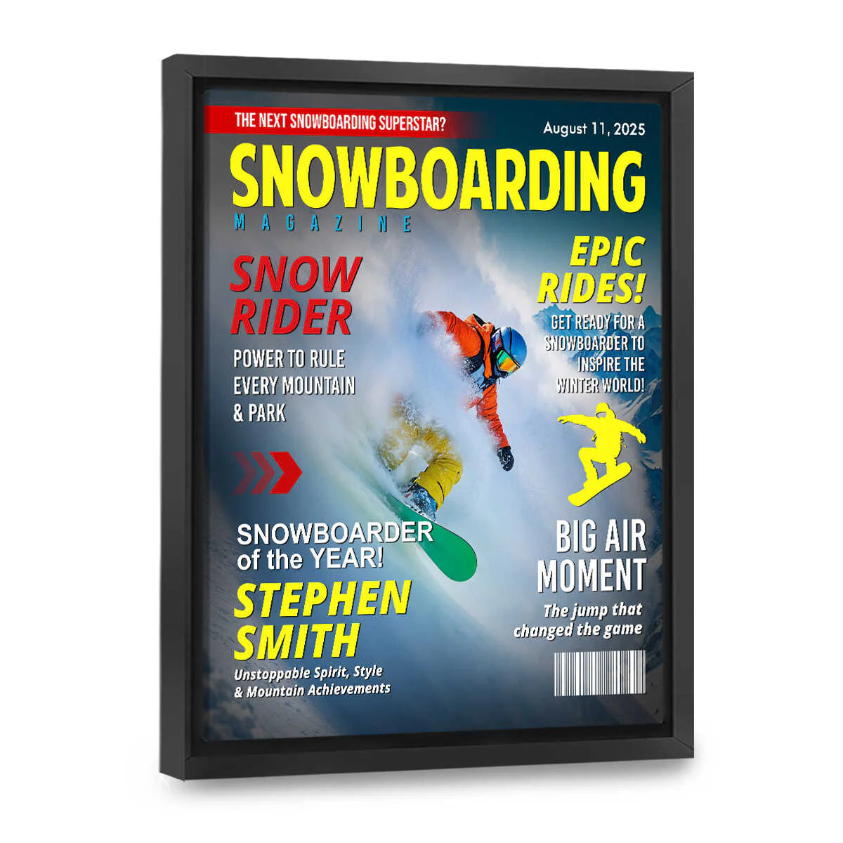 Custom Snowboarding Magazine Cover personalization view for Son/Grandson