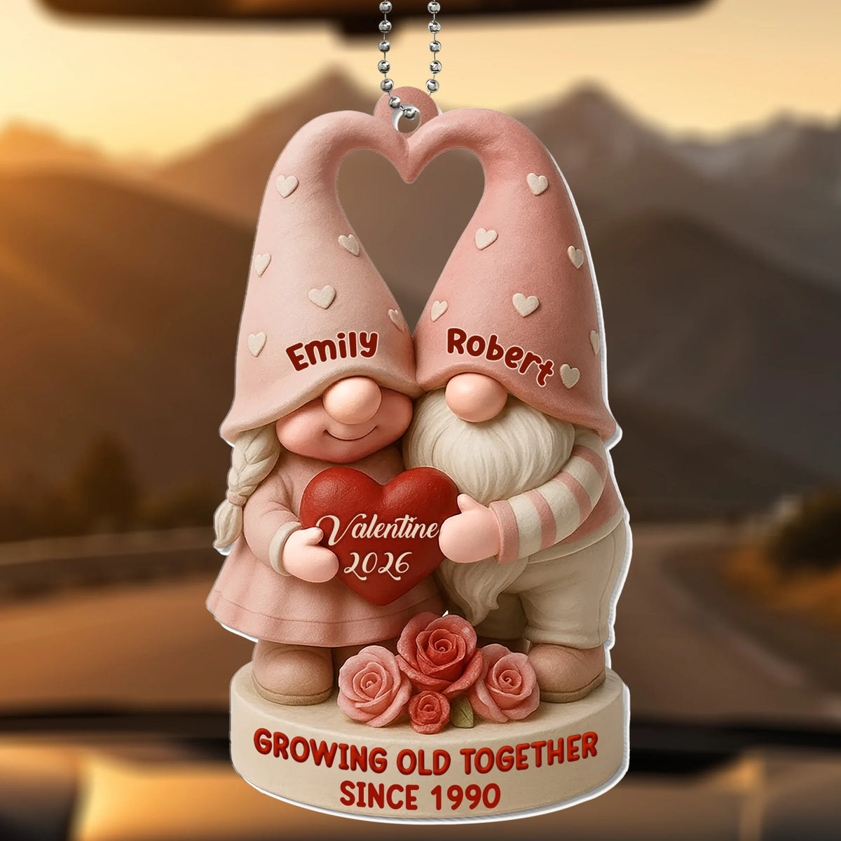 Growing Old Together, Hearts And Roses Ornament