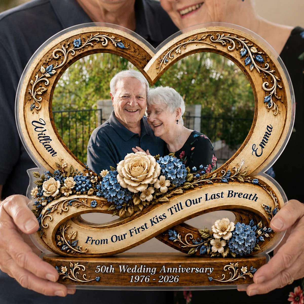 From Our First Kiss Till Our Last Breath - Personalized Wedding Anniversary Acrylic Plaque