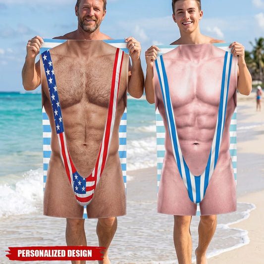 Funny Hairy Body Swimsuit Beach Towel - Personalized Gag Gift for Men