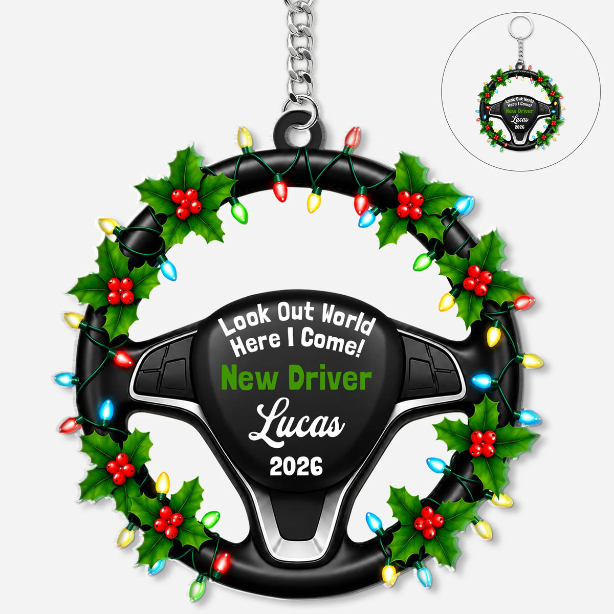 “Look Out World, Here I Come” – Personalized New Driver Acrylic Keychain – Teen Driver Keepsake