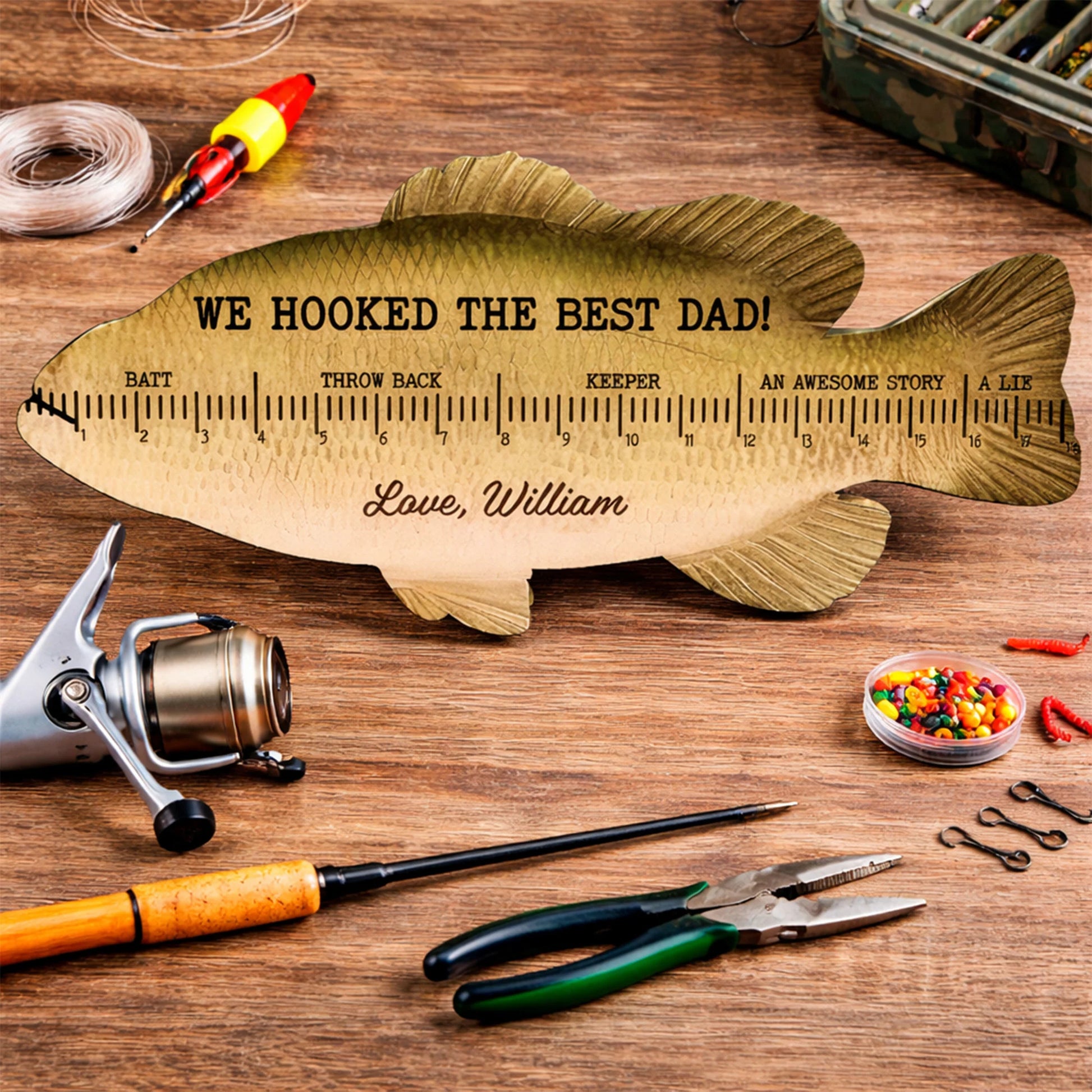Wood Sign material and size view - Custom Fishing Ruler Sign