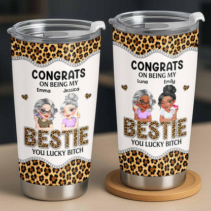 Personalized bestie tumbler with leopard print and funny quote for best friends image 8