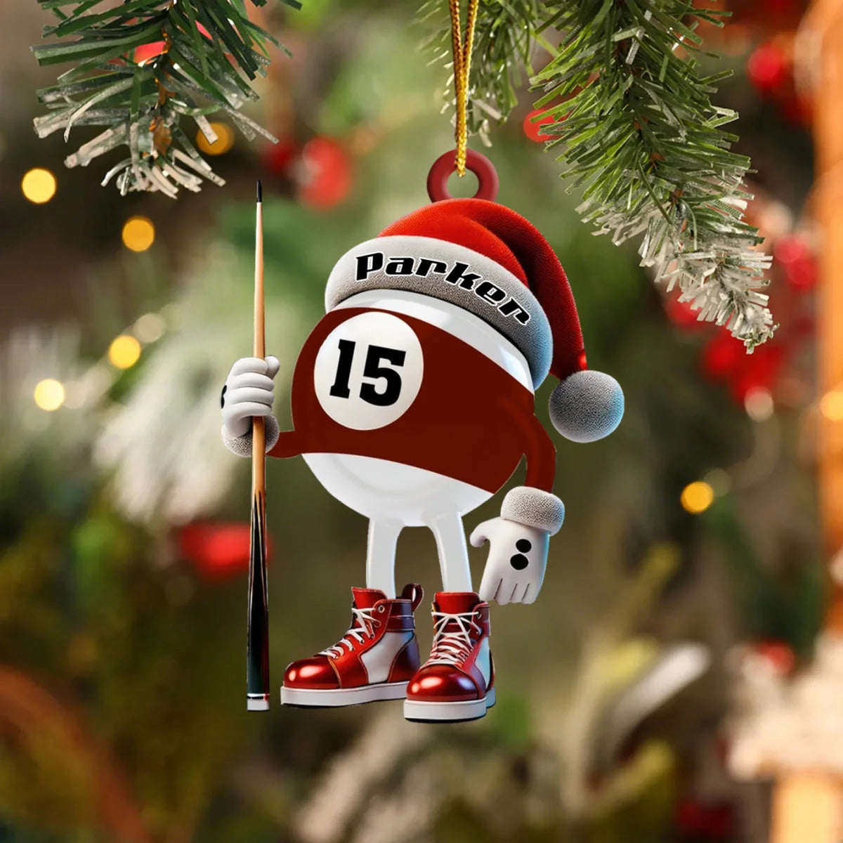 Personalized Billiard Ball Christmas Acrylic Ornament - Custom Pool Player Name Keepsake Gift