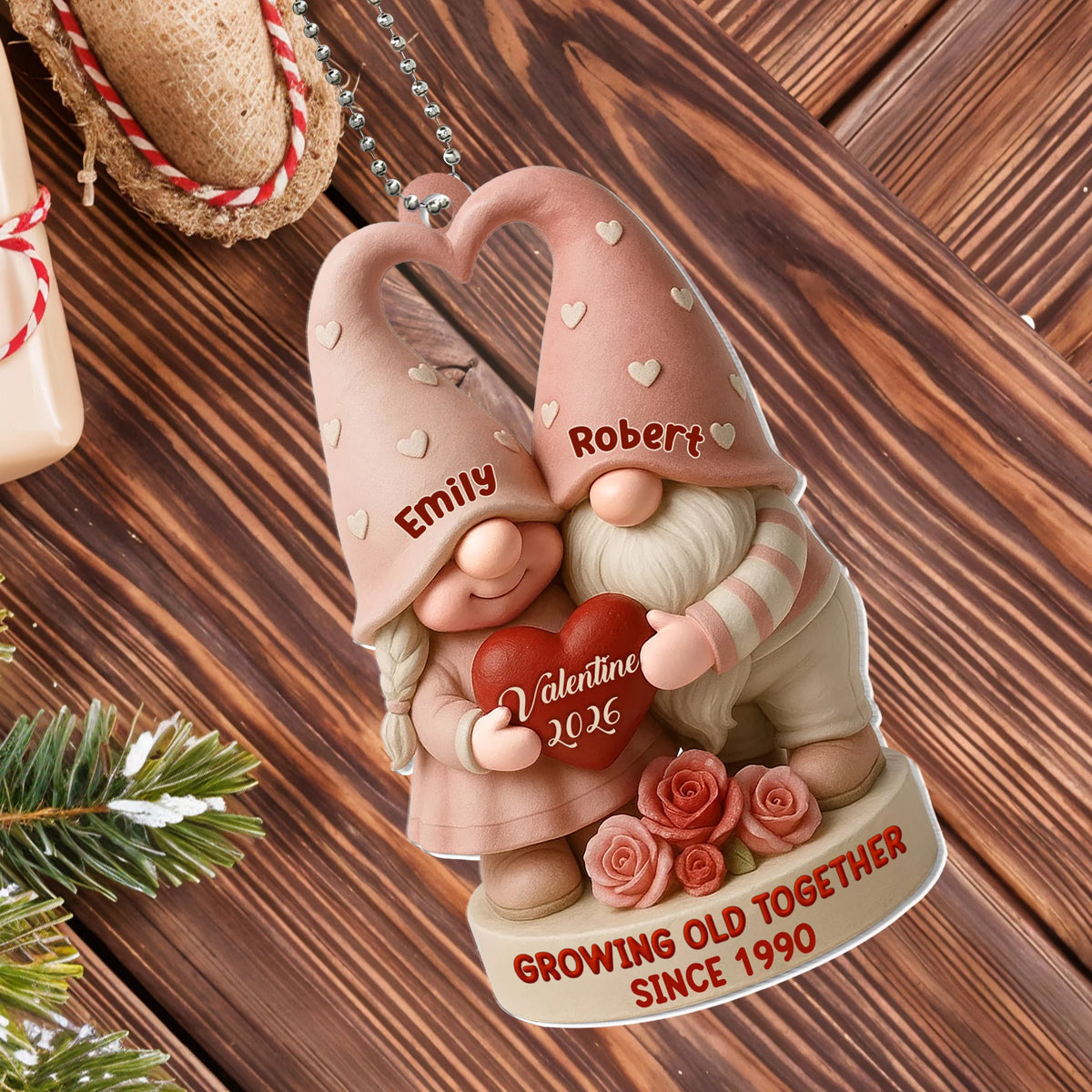 Growing Old Together, Hearts And Roses Ornament