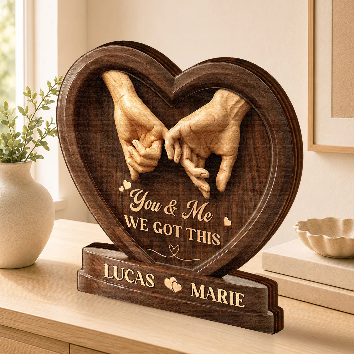 Custom Couples Wooden Plaque personalization view for Wife