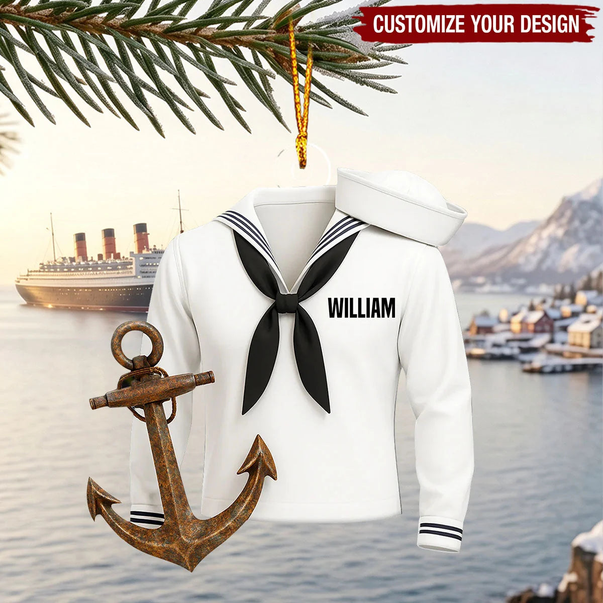 Sail With Courage Personalized Navy Sailor Acrylic Ornament - Custom Military Gift