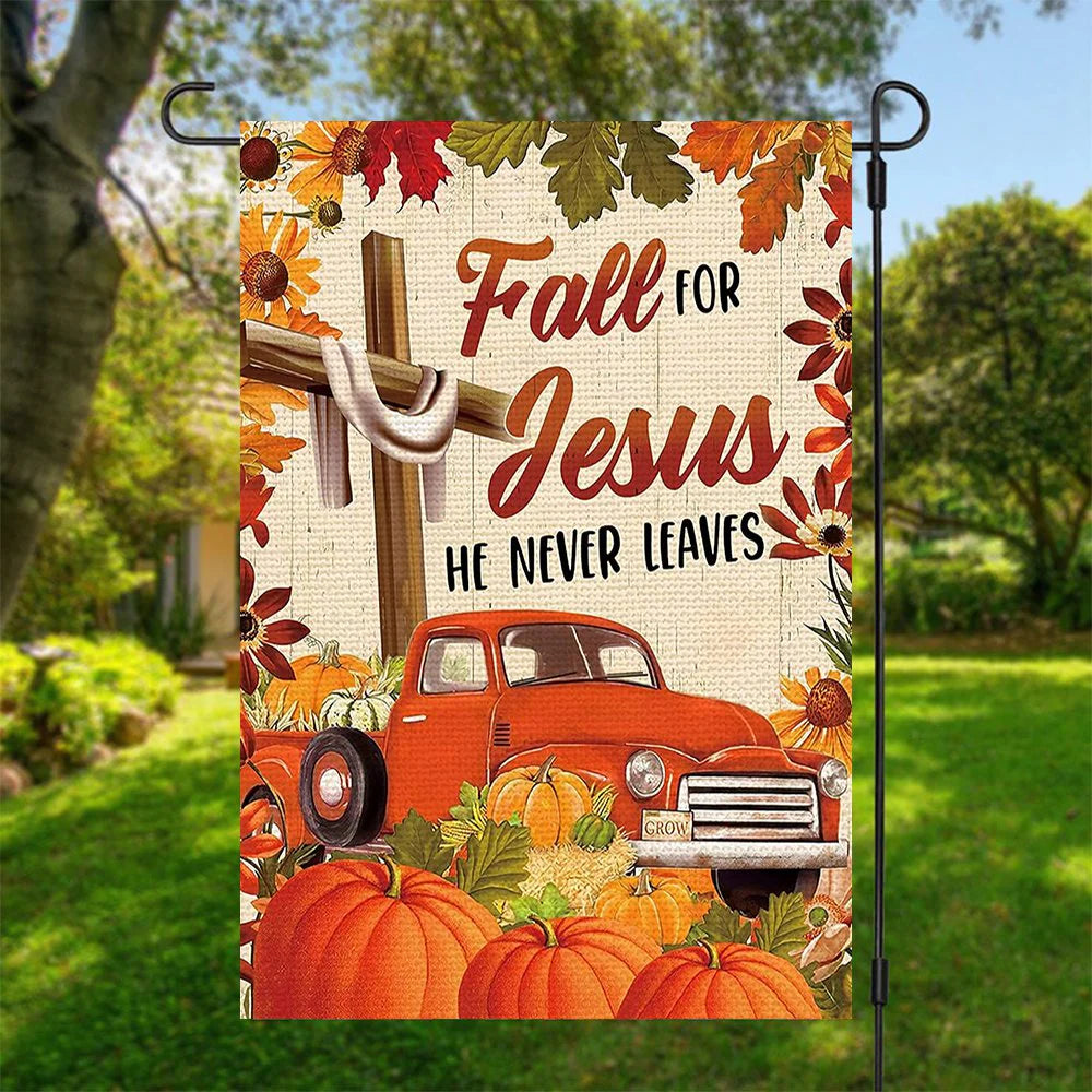 Custom Fall For Jesus Garden Flag for Family with personalized design details for meaningful gifting