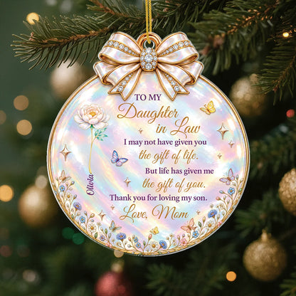 Thank You for Loving My Son Personalized Acrylic Ornament - Birth Flower Keepsake Gift for Daughter in Law