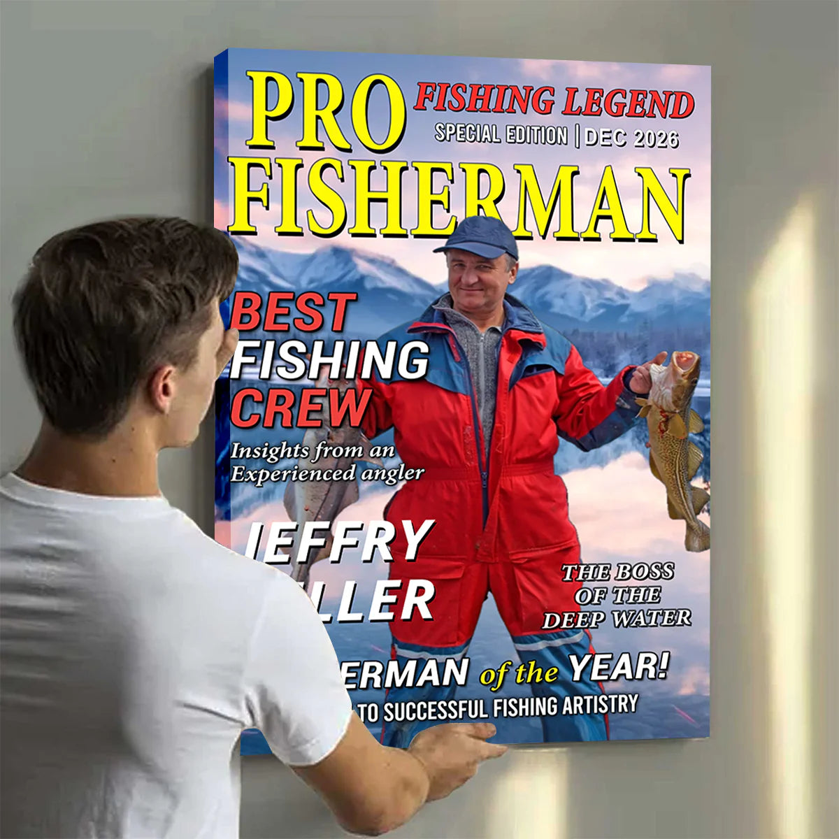 Personalized Fishing Magazine Cover for Dad with personalized design details for meaningful gifting