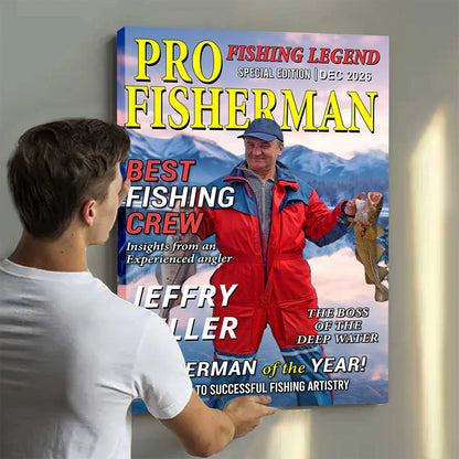 Personalized Fishing Magazine Cover for Dad with personalized design details for meaningful gifting