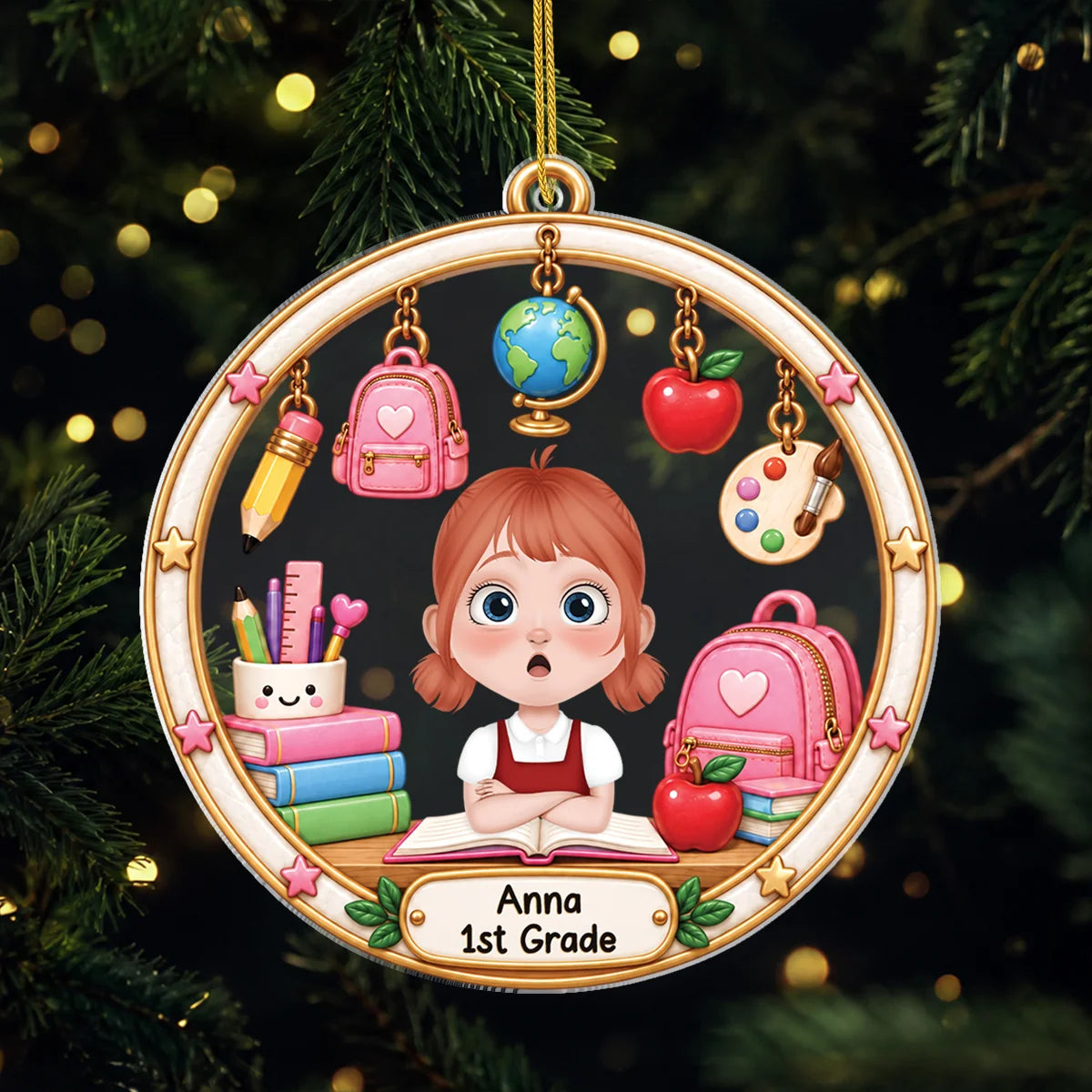 Custom School Kid Acrylic Ornament - Personalized Back to School Keepsake Gift for Kids