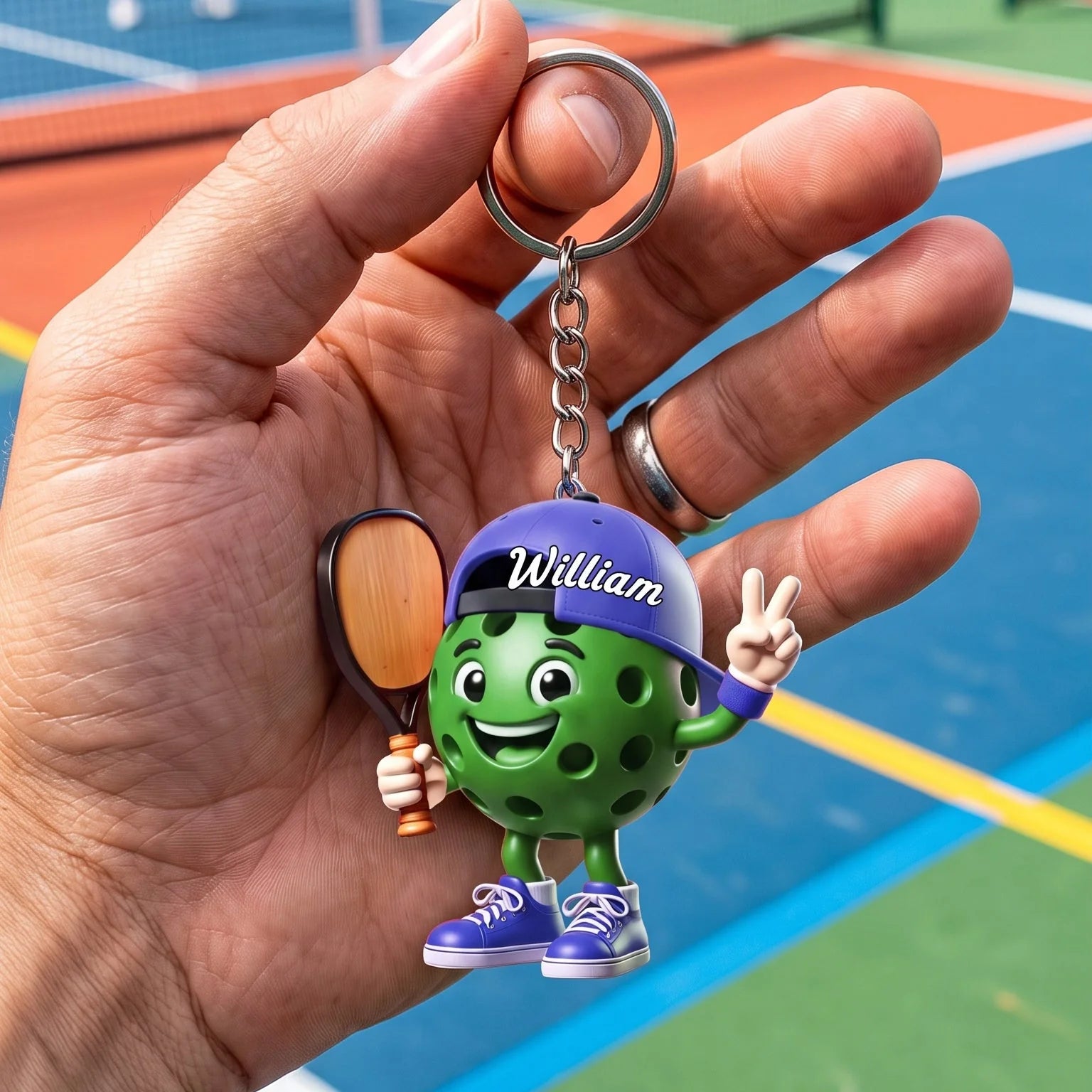 Victory Mascot Personalized Pickleball Acrylic Keychain - Custom Bag Charm for Pickleball Lovers