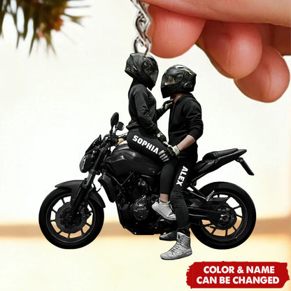 Custom Couple Motorbike Keychain personalization view for Couples