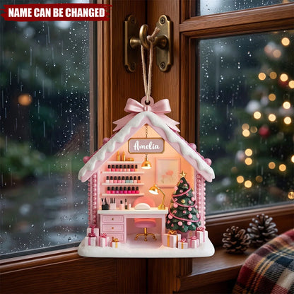 Nail Masterpiece Studio Personalized Wooden Ornament - Custom Christmas Keepsake for Nail Techs