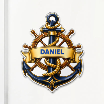 Personalized Nautical Anchor Acrylic Magnet - Custom Name Sailor Gift for Him / Her
