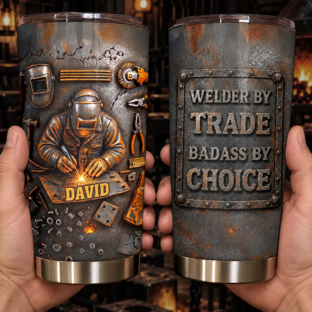 "Welder By Trade Badass By Choice" Personalized Tumbler - Custom Gift for Welders