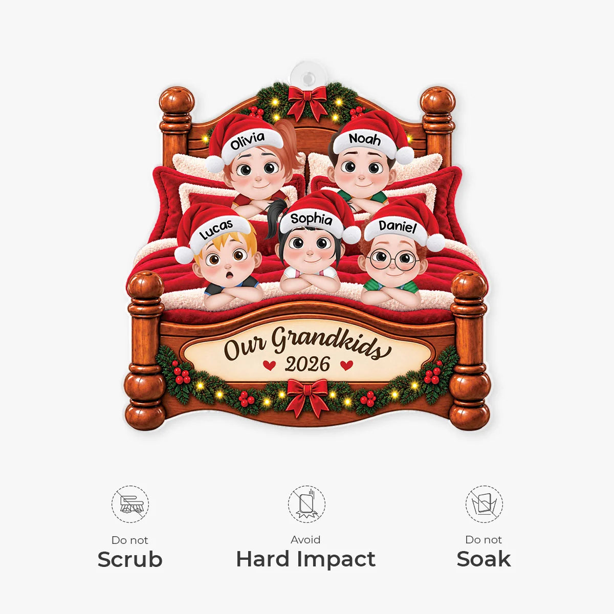 Our Grandkids in Bed Personalized Acrylic Ornament - Christmas Gift for Grandma & Grandpa