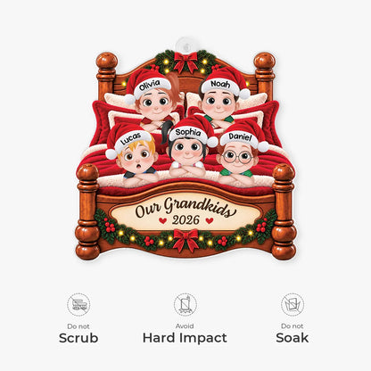 Our Grandkids in Bed Personalized Acrylic Ornament - Christmas Gift for Grandma & Grandpa