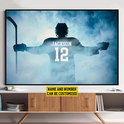 Canvas / Poster material and size view - Personalized Hockey Player Poster