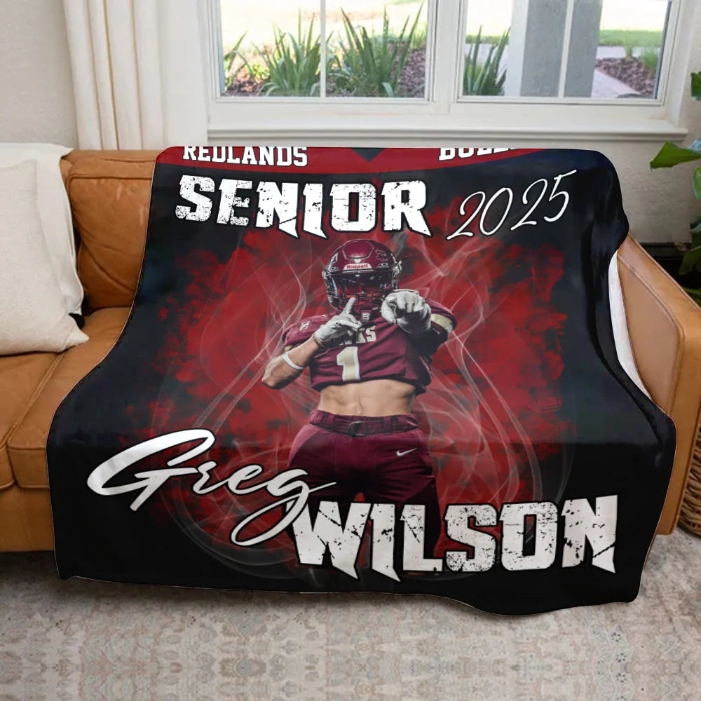 Custom Photo Football Jersey Blankets For Football Family Game Day Blankets A2110