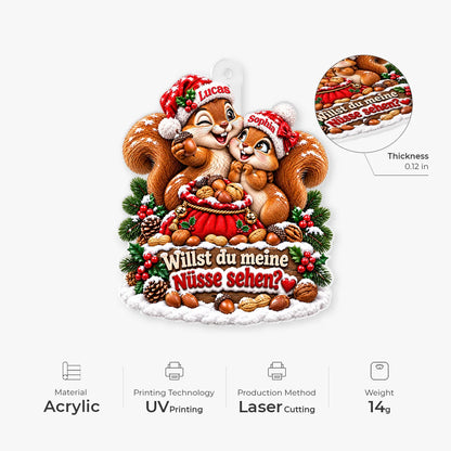 Wanna See My Nuts Squirrel - Personalized Acrylic Ornament for Couples Holiday Gift