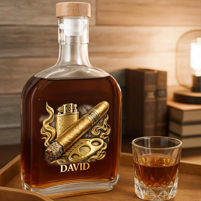 Tumbler material and size view - Personalized Whiskey Bottle Decanter