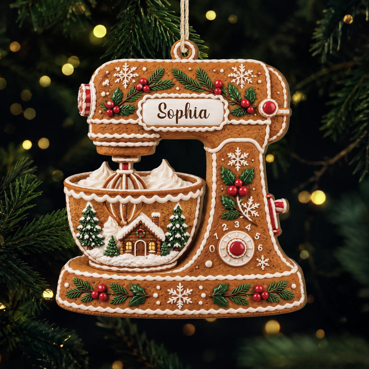 Personalized Gingerbread Baking Mixer Wooden Ornament - Custom Christmas Gift for Bakers