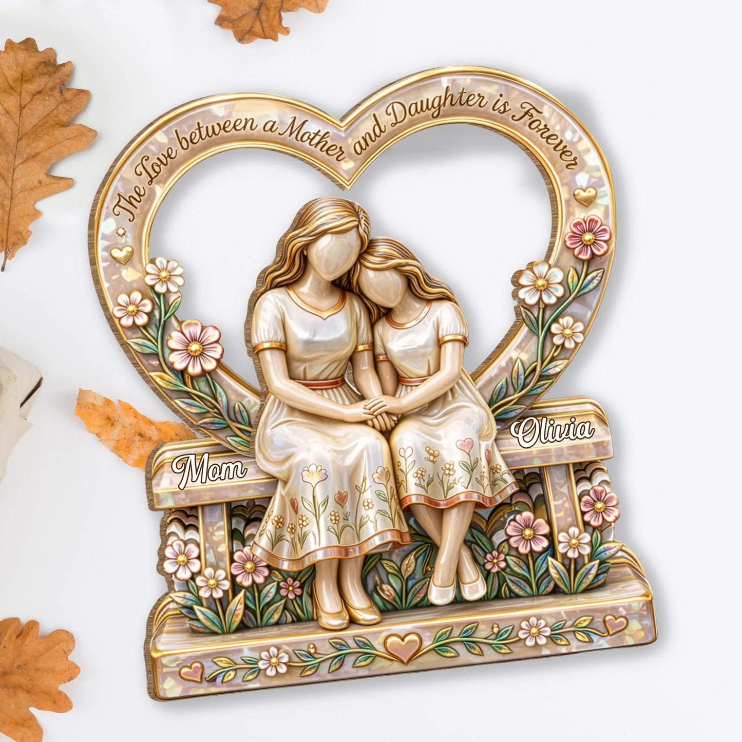 Wood Sign material and size view - Personalized Mother Daughter Wood Plaque