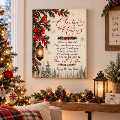 Christmas in Heaven Personalized Memorial Canvas / Poster - Bereavement Keepsake for Family