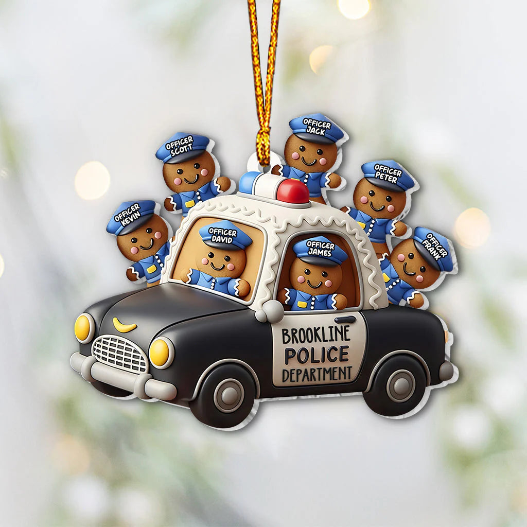 Acrylic Ornament material and size view - Custom Police Officer Christmas Ornament