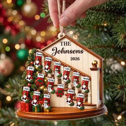Family Christmas Staircase Personalized Wood Ornament - Christmas Keepsake for Mom and Dad*