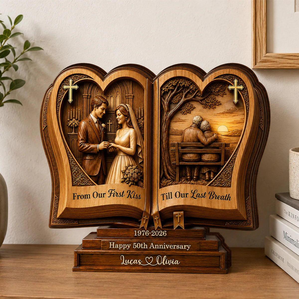 Personalized Couple Wooden Plaque for Wife with personalized design details for meaningful gifting