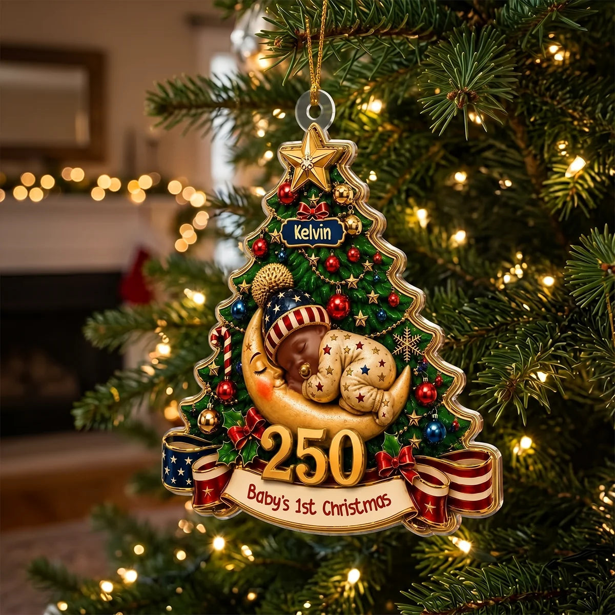 "Baby's 1st Christmas" Personalized Acrylic Tree Ornament - Custom Keepsake Gift for Newborn