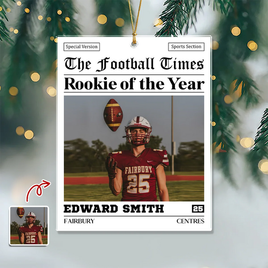 The Football Times Custom Photo Ornament - Personalized Football Acrylic Keepsake, Christmas Gift for Son