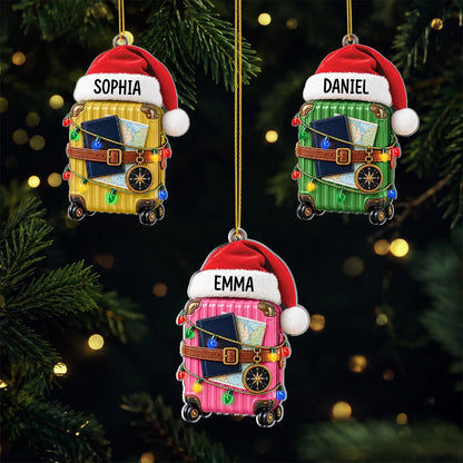 Suitcase Adventure Personalized Travel  Acrylic Ornament - Custom Christmas Keepsake for Family