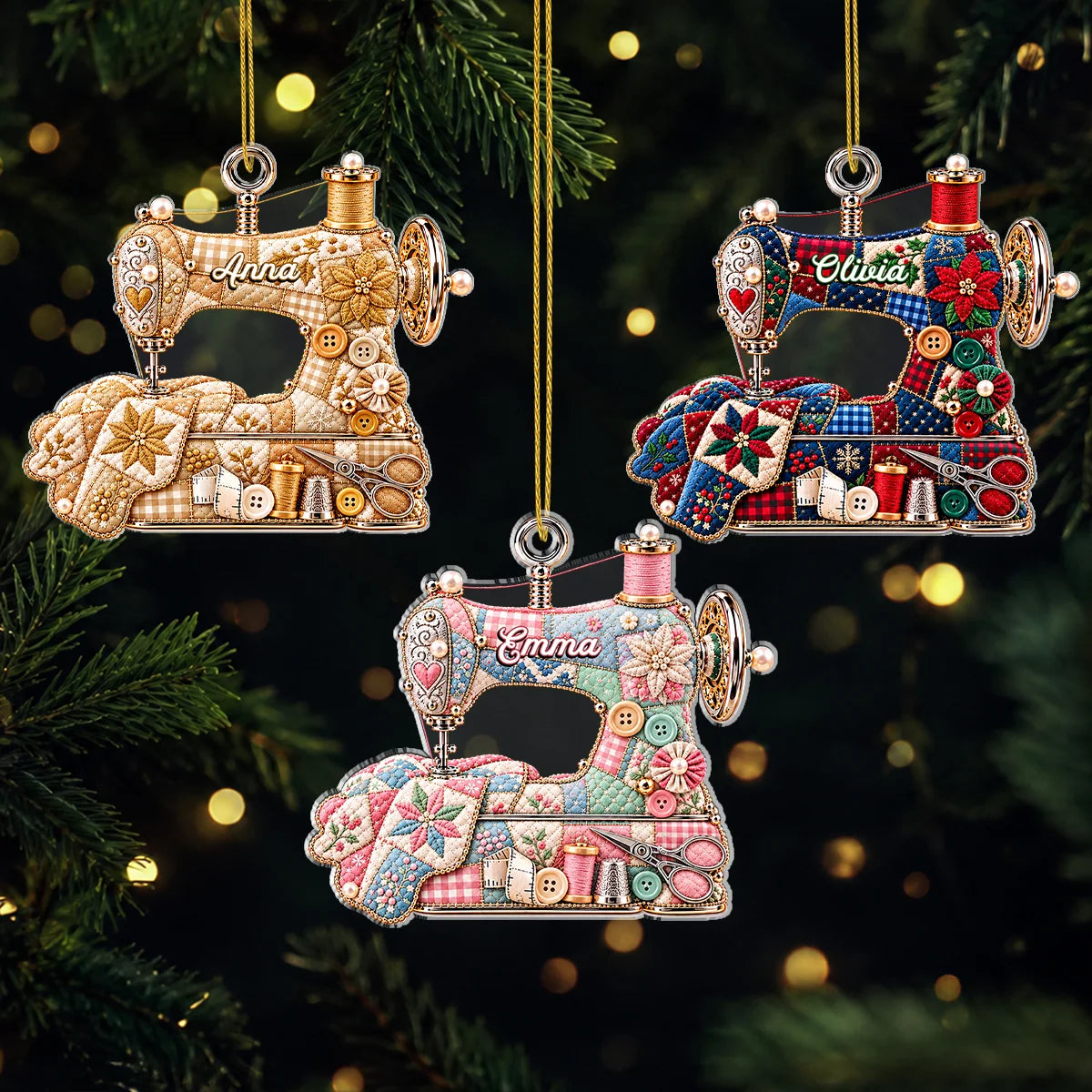 Quilting Lover Personalized Sewing Machine Acrylic Ornament - Christmas Keepsake for Mom Grandma