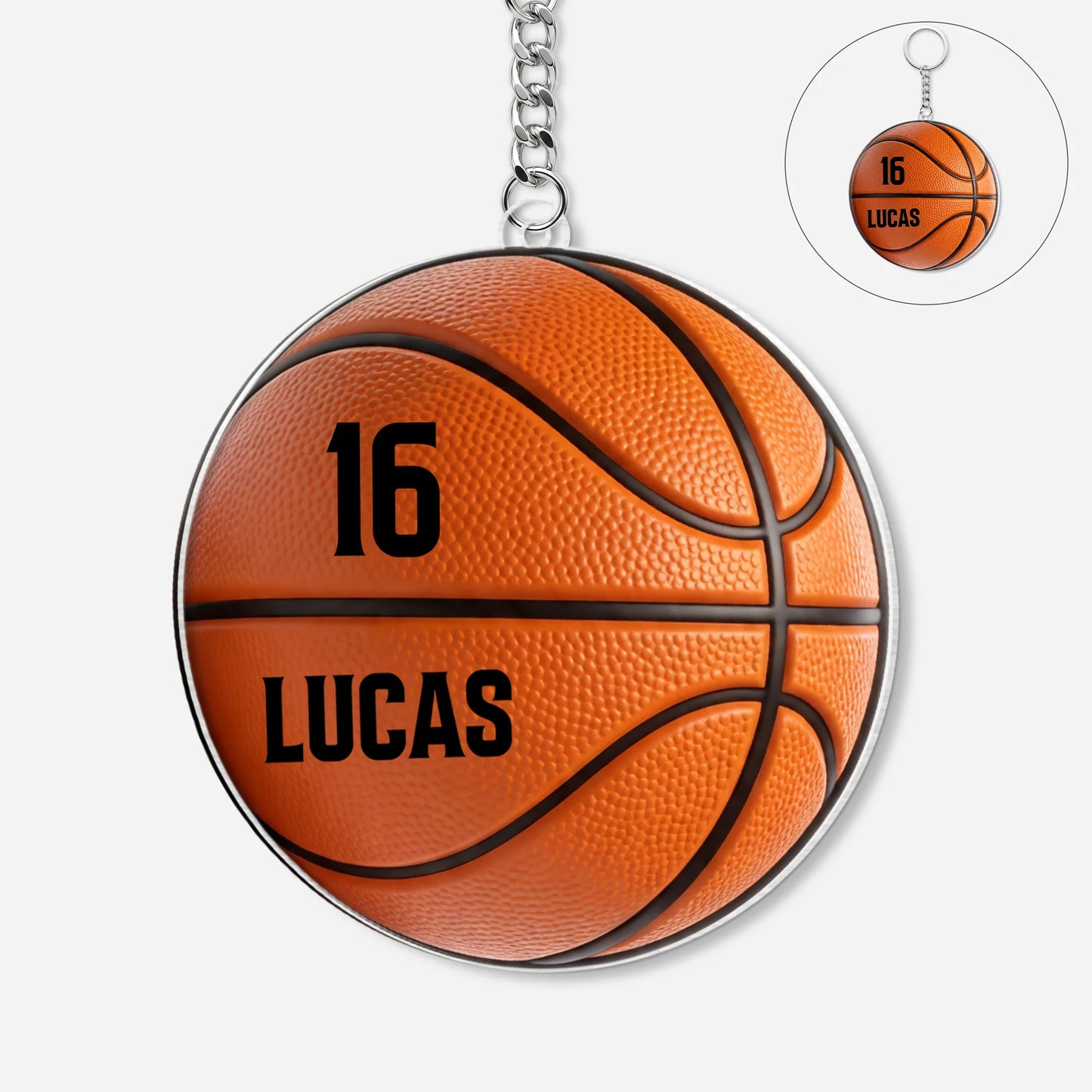 Custom Sports Ball Acrylic Keychain - Personalized Name and Number Gift