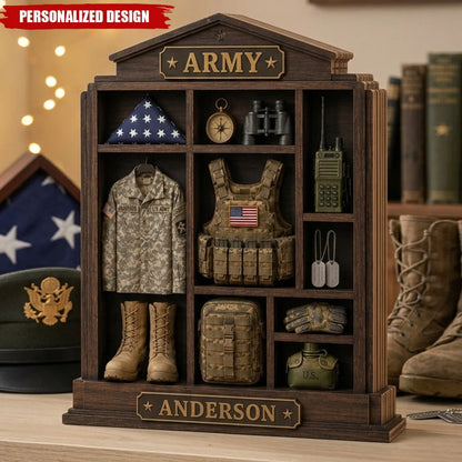 Custom US Army Uniform Plaque - Personalized Military Keepsake Wooden Block for Veterans