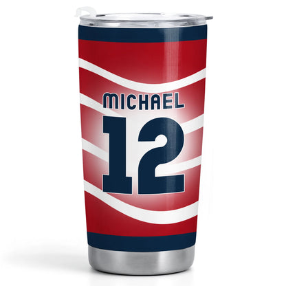 Personalized soccer jersey tumbler with custom name and number design - 20oz stainless steel sports gift image 8