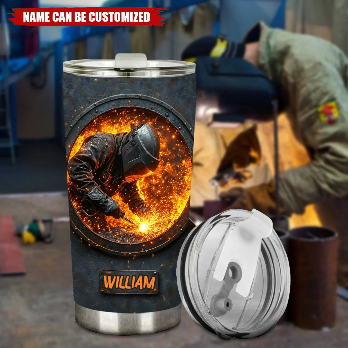 Personalized Welder Tumbler - Custom Name Gift for Welder Man