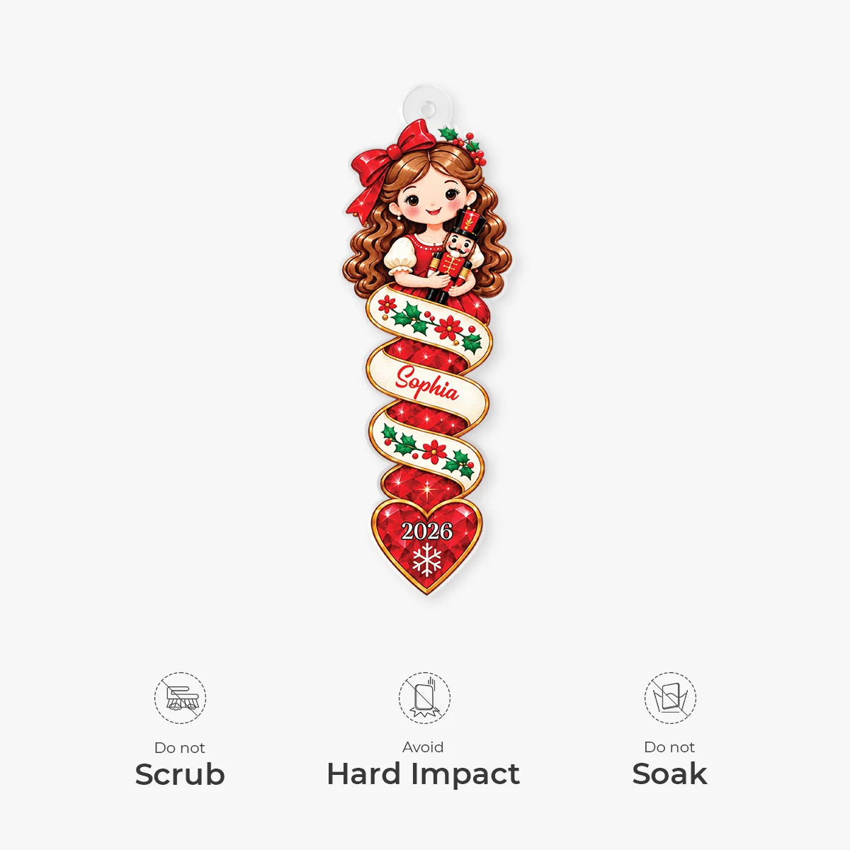Personalized Nutcracker Character Acrylic Ornament - Custom Name Festive Christmas Tree Keepsake Gift for Kids