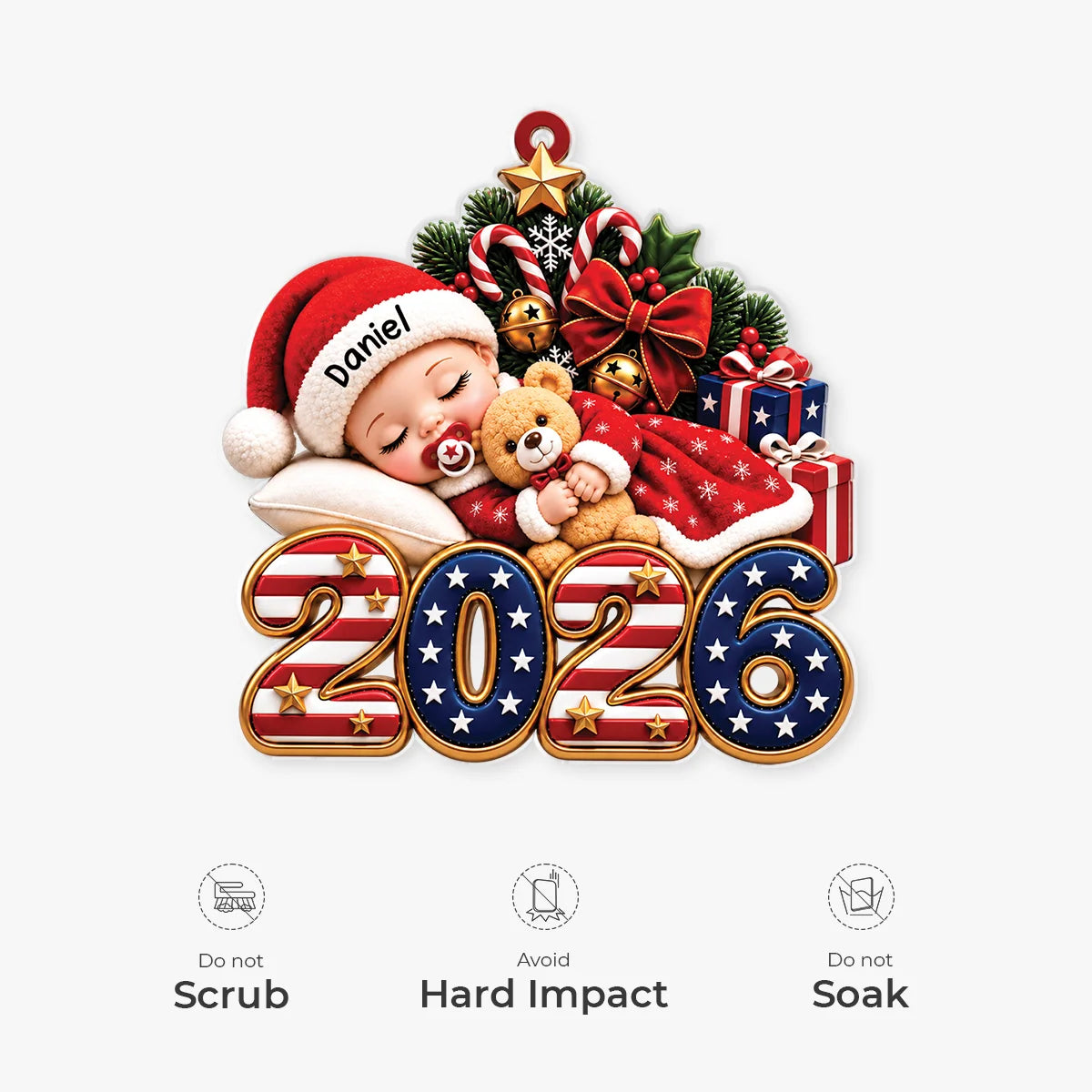 Sleeping Baby Personalized Acrylic Ornament - Custom Christmas Keepsake for Newborn