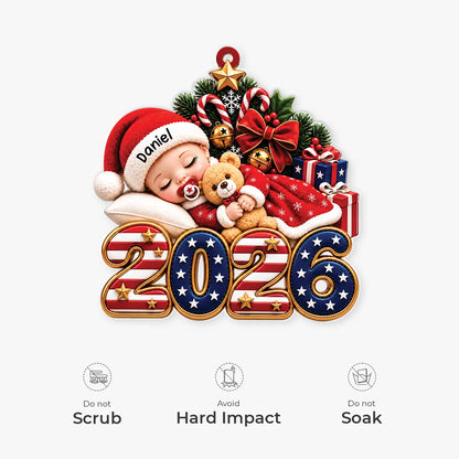 Sleeping Baby Personalized Acrylic Ornament - Custom Christmas Keepsake for Newborn