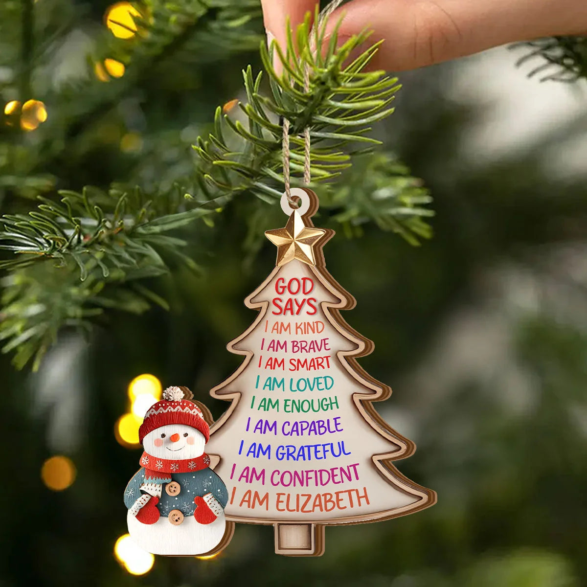 God Says I Am Personalized Wooden Ornament - Custom Christmas Keepsake