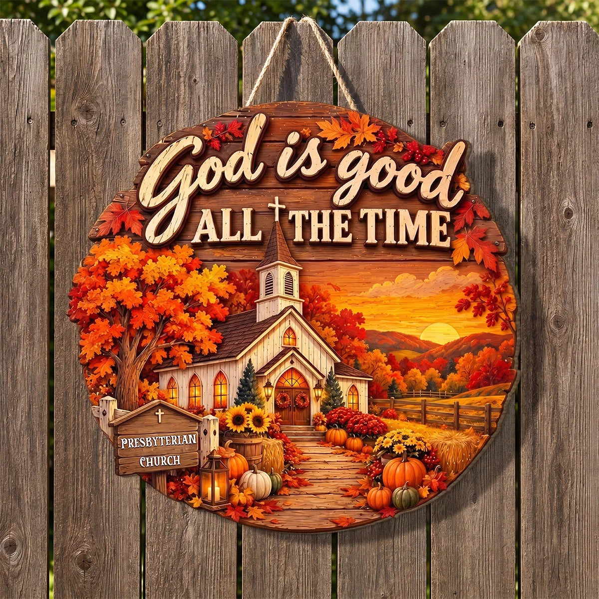 God Is Good All The Time Personalized Wood Sign - Custom Christian Home Decor for Pastor