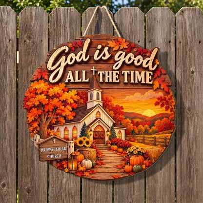 God Is Good All The Time Personalized Wood Sign - Custom Christian Home Decor for Pastor