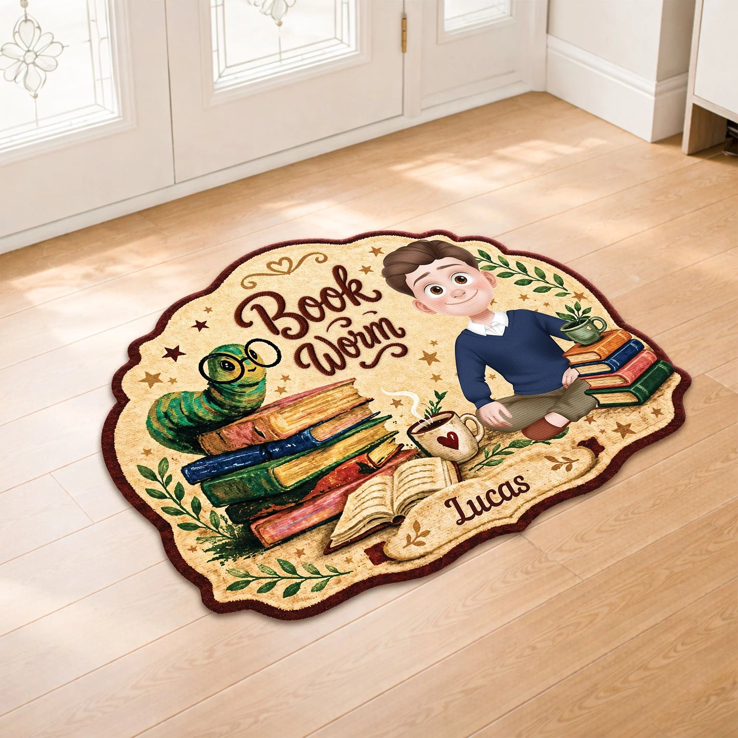 Personalized Bookworm Doormat personalization view for Best Friends
